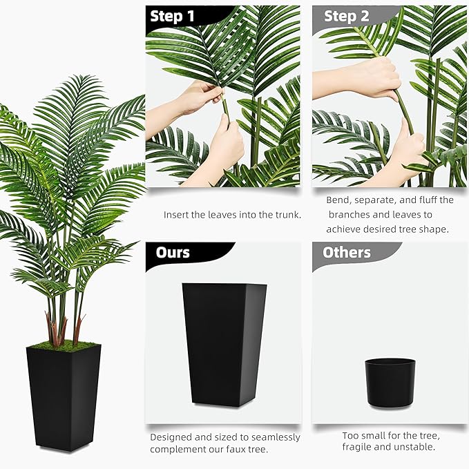 ASTIDY Artificial Palm Tree 5FT - Fake Tree with Gray Tall Planter - Faux Tropical Areca Floor Plant in Pot - Artificial Silk Plant for Home Office Living Room Decor Indoor