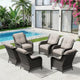 6 Piece Outdoor Wicker Patio Furniture Set, Patio Chairs Set with Thickened Olefin Cushions, High Back and Deep Seating, Hand-Woven PE Rattan for Porch, Deck