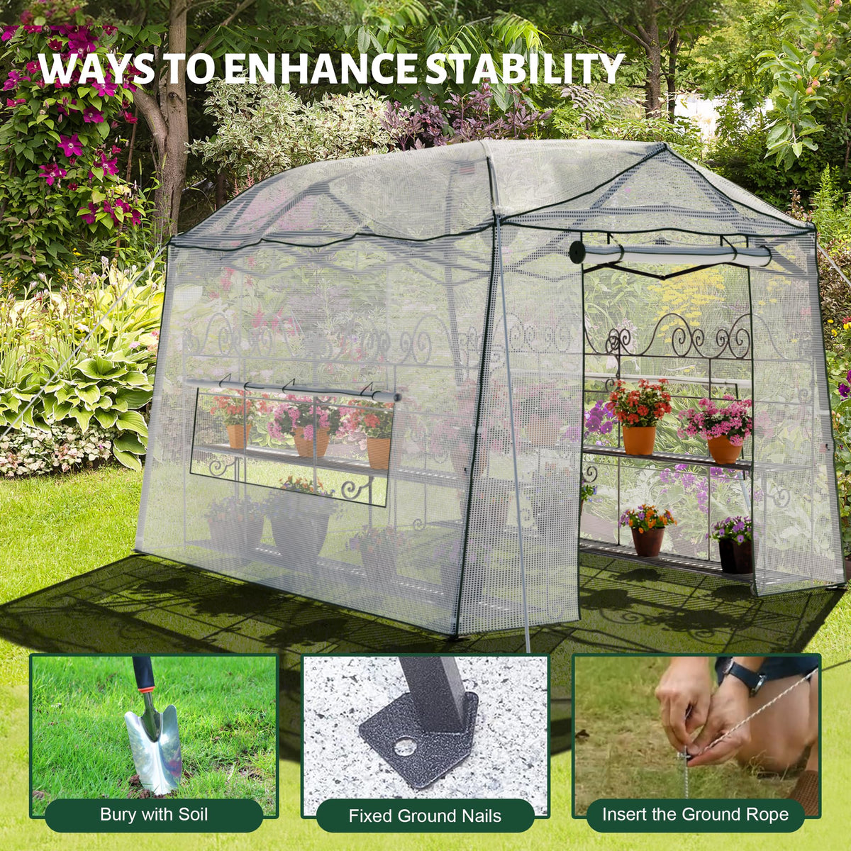8.5 x 7 ft Pop-up Greenhouse, Walk-in Green House for Indoor Outdoor