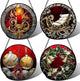 Stained Glass Window Hanging 4 Pcs Set Christmas Golden Bell Sleigh 7.8" - Suncatcher Door Garden Sun Catcher Decor Birthday Mother's Day Xmas Gifts for Mom Woman Nana Men Parents