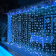 Dazzle Bright 300 LED Curtain String Lights, Christmas Fairy Lights for Bedroom with 8 Lighting Modes, Connectable Waterproof Window Lights Party Wedding Garden Wall Decor, Blue