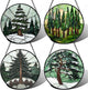 Stained Glass Window Hanging 4 Pcs Set Forest Green Trees Winter Snow 9.8" - Suncatcher Door Garden Sun Catcher Home Decor Birthday Mother's Day for Woman Nana Mom Men