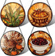 AMDERVEN Stained Glass Window Hanging 4 Pcs Set Brown Turkey Berry Corn 7.8" - Suncatcher Door Garden Sun Catcher Decor Birthday Thanksgiving Mother's Day for Mom Woman Nana Men