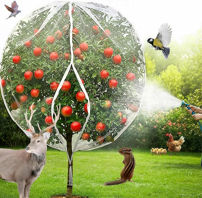 Fruit Tree Netting with Drawstring & Zipper - 3 Pack 6x7.2 FT - Reusable Plant Protection Bag, Heavy Duty PE Mesh Cover for Blueberry Bushes - Blocks Birds/Deer/Squirrels