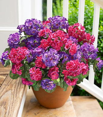 Artificial Geranium Fake Flowers for Outdoors Decoration, 6 Bundles Silk Geraniums Flower UV Resistant Look Real Faux Plants for Front Door Garden Porch Planter Patio Balcony Yard Indoor Home, Mix
