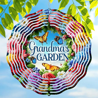 FLAGWIX Gifts for Grandma - Nana's Garden 3D Stainless Steel Metal Wind Spinners 12 in - Gardening Grandma Birthday Gifts for Women Nana Gigi, Grandmother Gift Ideas