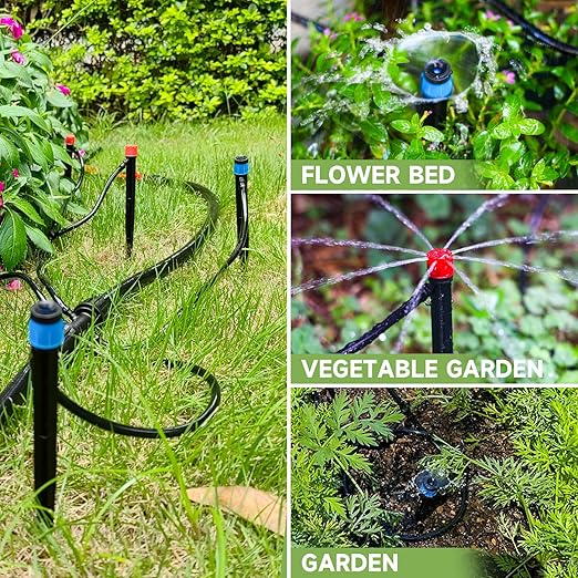 60 Pack Drip Irrigation Emitters Sprays for 1/4 Drip Irrigation Tubing, Irrigation System for Garden (30 Pcs Emitters Vortex + 30 Pcs Emitters Stream)