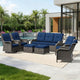 Joyside 8 Piece Wicker Patio Furniture Set, Outdoor Swivel Rocker Patio Chairs with High Back, Deep Seating, Wide Armrest, Thickened Cushions, Outdoor Furniture for Deck, Porch Use