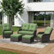 5 Piece Outdoor Wicker Patio Furniture Set, Patio Chairs Set with Thickened Olefin Cushions, High Back and Deep Seating, Hand-Woven PE Rattan, Ottoman for Porch, Deck