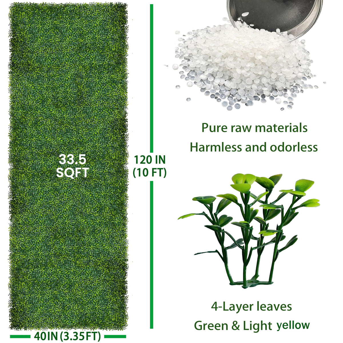 ODTORY Artificial Boxwood Panel Roll 40X120 in(33.5 sqft) Greenery Backdrop