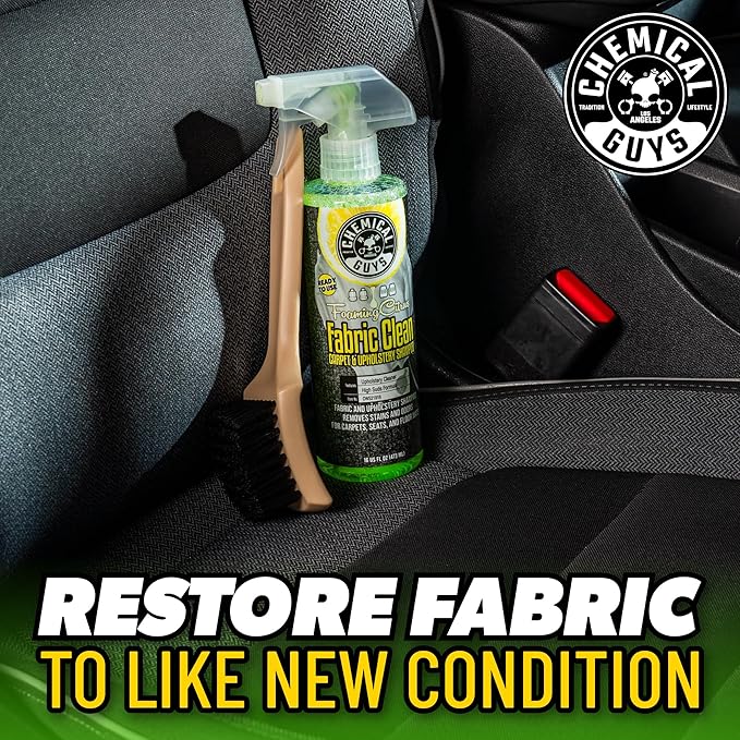 Chemical Guys Foaming Citrus Fabric Clean Carpet & Upholstery Cleaner - Car Carpet Cleaner Spray for Seats and Floor Mats, Removes Stains &Odors, Safe for Cars, Home and Office, 16 oz Citrus Scent