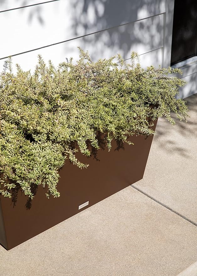 Veradek Pure Series Midori Trough Planter - Large Rectangular Planter for Indoor or Outdoor Deck/Porch | Durable All-Weather Use with Drainage Holes | Modern Decor for Shrubs, Flowers, Small Plants