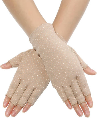 Maxdot Sun Gloves for Women UV Protection Fingerless Non Slip Sunscreen Driving Gloves for Summer Outdoor