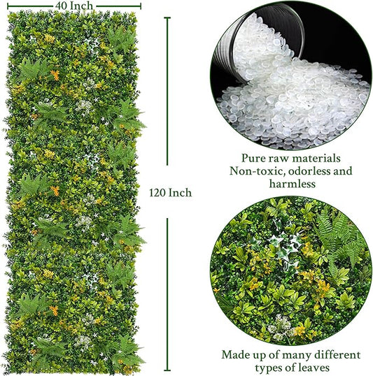 ODTORY Artificial Boxwood Hedges Panels Roll:40'' x 120'' UV-Anti Faux Greennery Grass Wall Privacy Backdrop Fence Screen for Garden Fence Covering Privacy, Outdoor Indoor Home Decor