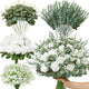 Serwalin 120 Pcs Mixed Eucalyptus Greenery Stems, White Roses, Babys Breath