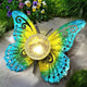 Solar Lights Outdoor Garden Butterfly Decor, Metal Butterfly Statue Decoration with LED Crackle Glass Globe, Solar Powered Lighted Garden Art Decor for Patio Lawn Yard Pathway Tabletop Ground