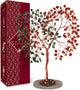 Crystal Tree for Home and Office Decoration, Carnelian & Green Aventurine Healing Stones Handmade Tree of Life for Positive Energy, Money, Good Luck, Christmas Decor, Birthday Gifts for Women, Mom