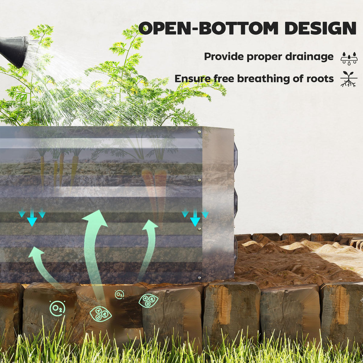 Outsunny 4 x 3ft Metal Planter Box with Mini Greenhouse, Green/Dark Gray