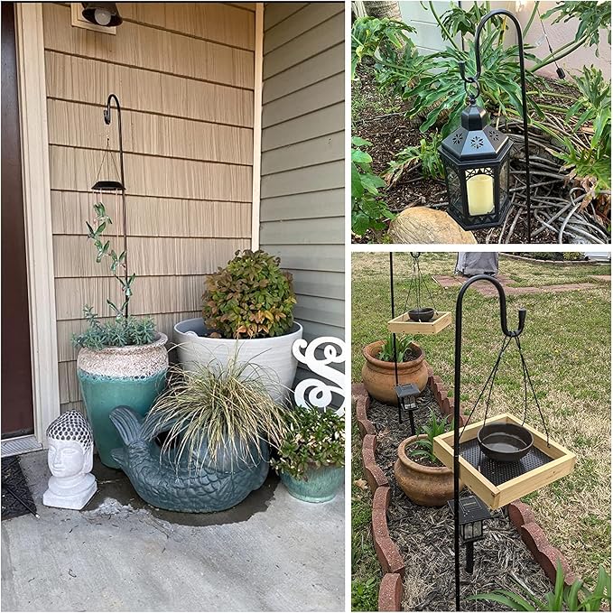 Ottsuls Shepherd-Hooks Adjustable for Bird-Feeder Lantern Plant-Hook Garden-Stake - Plant Stand Hanger for Outdoor Flower Basket, Bird Feeder Hanger Weddings Decor