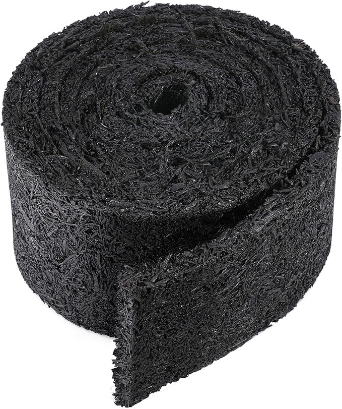 140" x 5.5" Rubber Mulch Roll for Landscaping-Permanent Garden Mulch Barrier-Recycled Rubber Mulch Mat Roll for Plants, Vegetables, and Flowers (Black)
