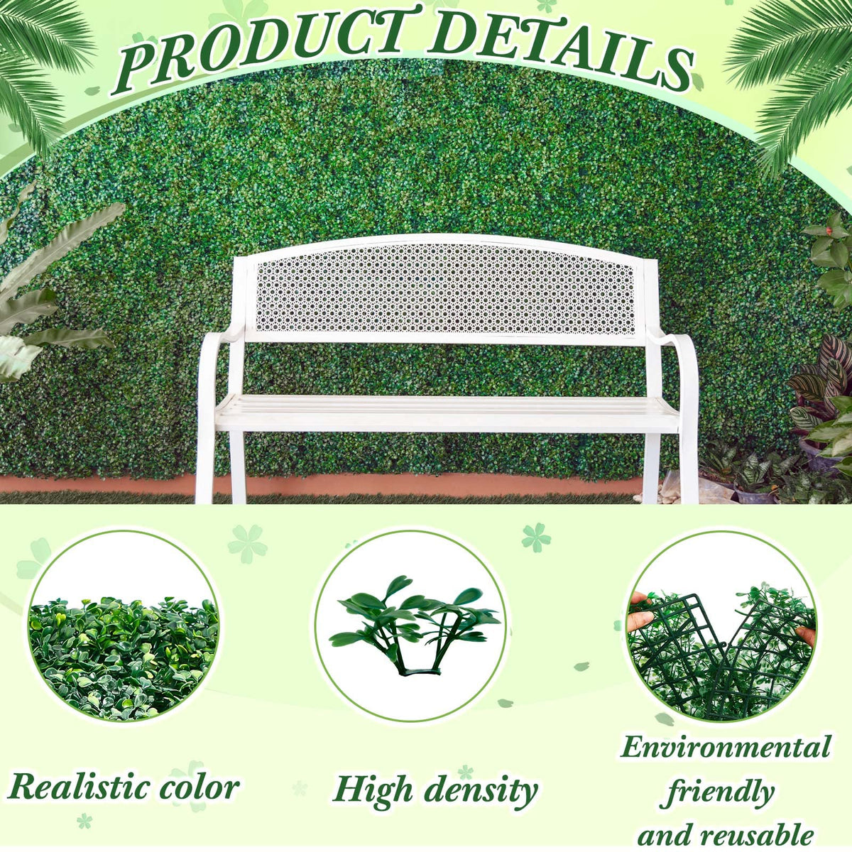 Crowye 24 Pcs 10 x 10 Inch Grass Wall Panel, Artificial Boxwood Wall Panels
