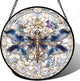 Stained Glass Window Hanging, Dragonfly Flower Suncatcher for Doors Home Sun Catchers Decoration and Christmas, Mother's Day Birthday Gifts for Women, Men, and Mom 14.9x14.9 in