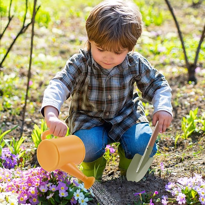 ROBOTIME Kids Gardening Tools, 17 PCS Toddler Gardening Set, Children's Gardening Tools, Metal Kids Gardening Set All in One Kit, Gardening Tools for Kids Outdoor Toys Gift for Boys and Girls