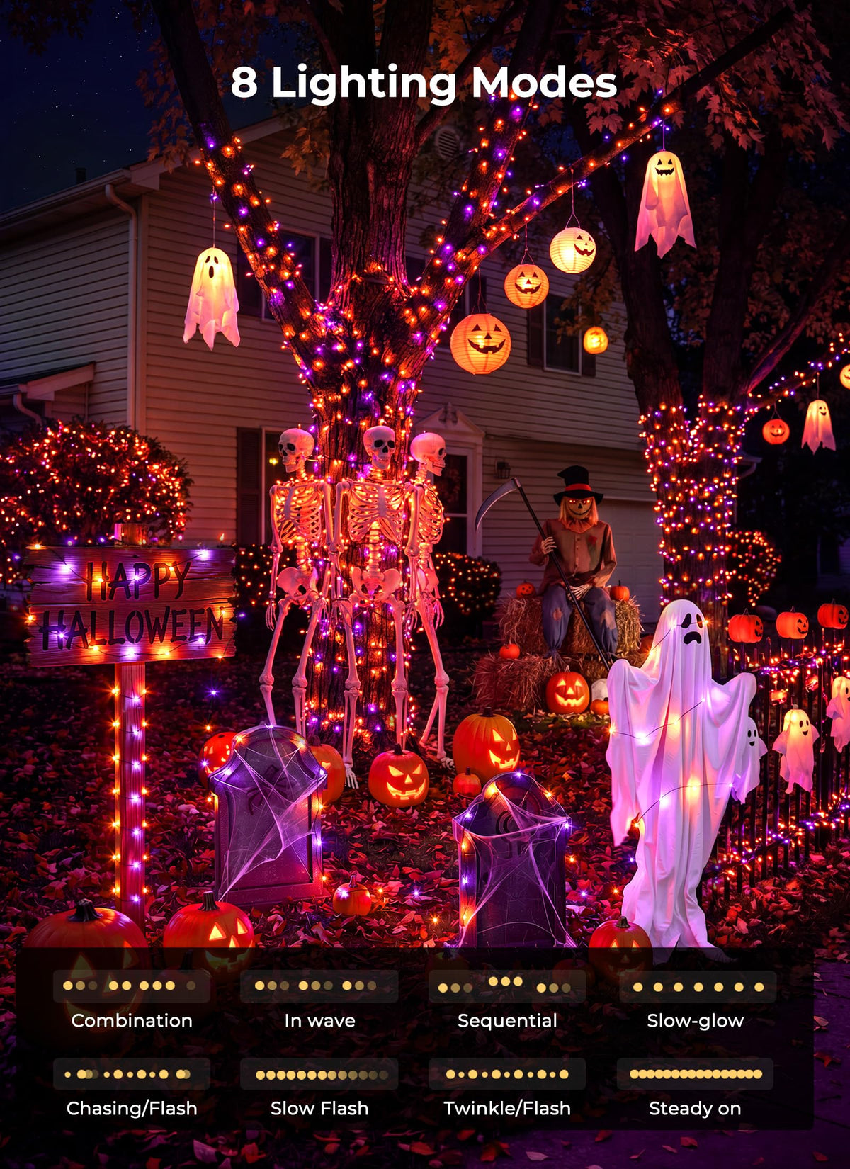 Minetom Halloween Fairy Lights Plug in, 33ft 100LED Twinkle String Lights