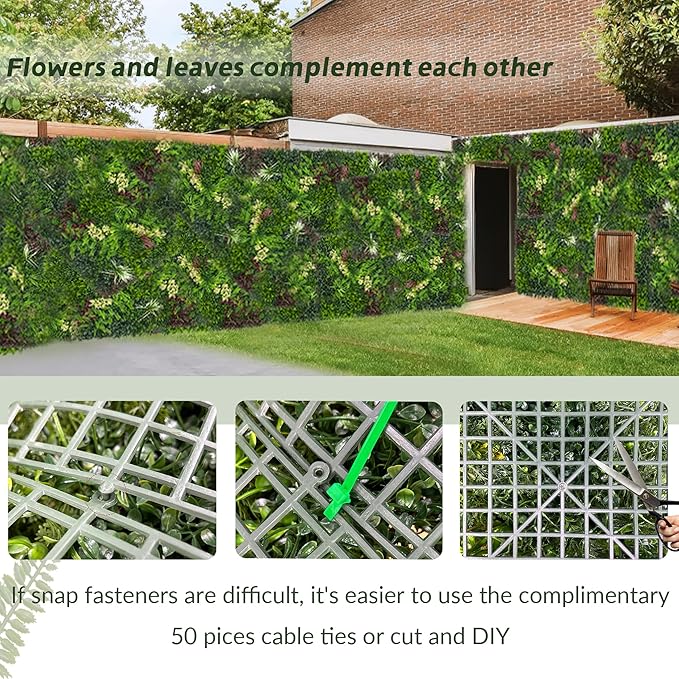DOPGIB Artificial Ivy Boxwood Roll: 72"x144" UV Resistant Green Leaves Faux for Interior Backdrop,Garden and Indoor Outdoor Wall&Fence Covering Privacy, Party Wall Greenery Decor