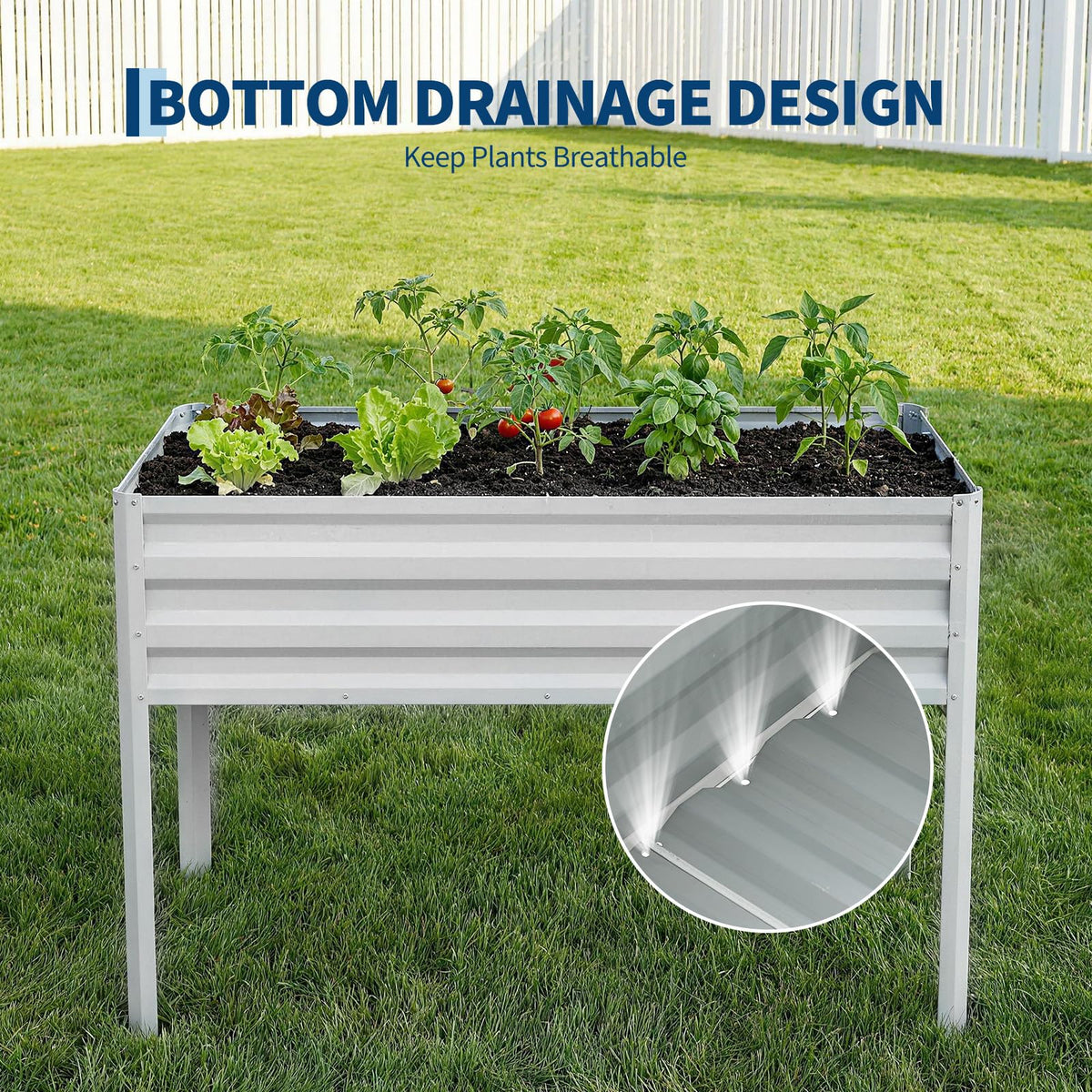 Garvee 48×24×55in Large Metal Raised Garden Bed with Legs and Cover 3Spray
