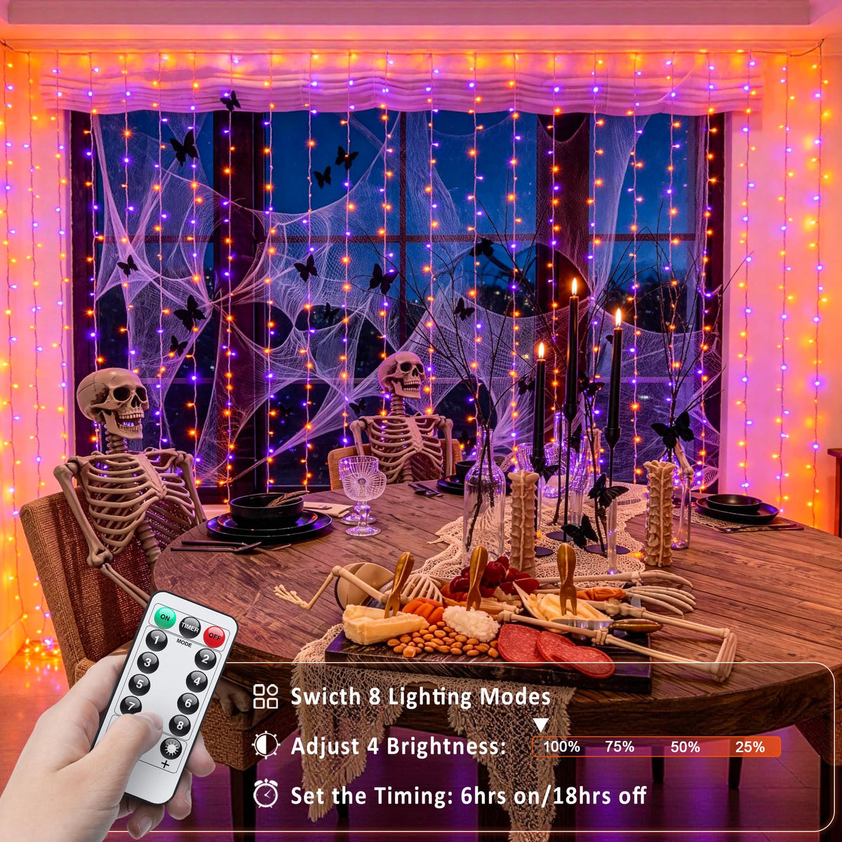 JMEXSUSS 200 LED USB Plug in Orange and Purple Halloween Lights