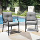 PHI VILLA Outdoor Steel Dining Chairs Set of 2, Heavy-Duty Rustproof Black Wrought Iron Armchairs with Cushions, Large Seating Furniture for Patio, Deck, Backyard, Porch