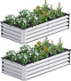 2PCS 4x2x1FT Galvanized Raised Garden Bed Kit, Galvanized Planter Raised Garden Boxes Outdoor, Large Metal Raised Garden Beds for Vegetables-Silver