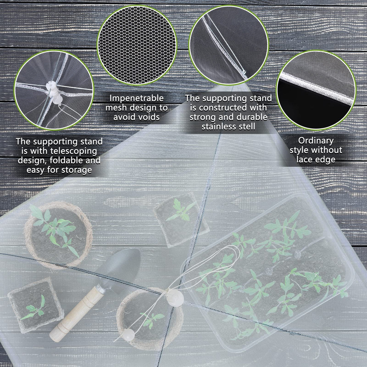 Sawysine 4 Pack Mesh Plant Cover Dome Tent Protector,17 X 17 Inch,White