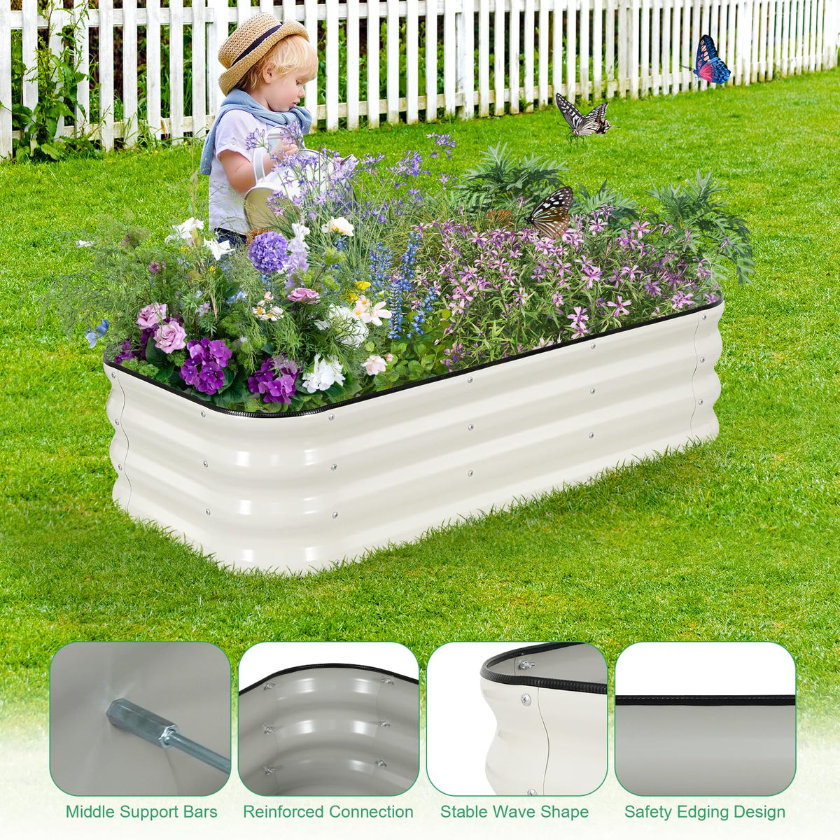 1MORE Raised Garden Bed,3 in 1 Modular Planter Raised Bed,4x2x1ft,Green-1Pk