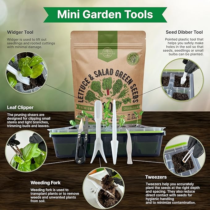 Organo Republic 10 Lettuce & Salad Greens Seeds Variety Pack 13000+ Non-GMO Heirloom Lettuce Seeds for Planting Indoors & Outdoors Garden, Hydroponics - Arugula, Radicchio, Kale, Spinach, Swiss Chard