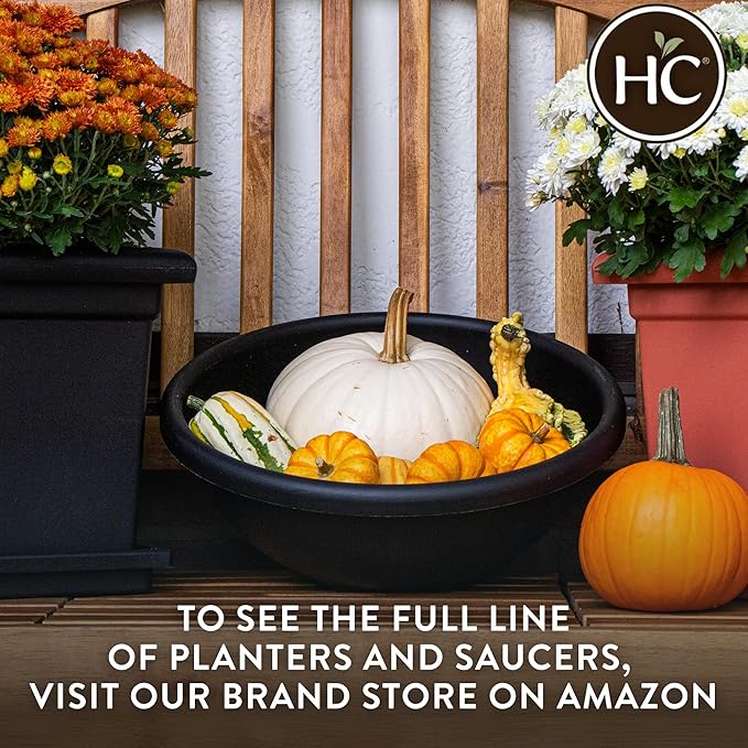 The HC Companies 13 Inch Garden Bowl Planter - Shallow Plant Pot with Drainage Plug for Indoor Outdoor Flowers, Herbs, Chocolate