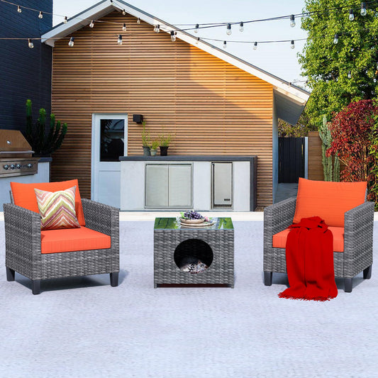 HOOOWOOO Outdoor Bistro Set 3 Piece Patio Bistro Sets Small Patio Furniture Set Small Space 3 Piece Bistro Set Outdoor Bistro Patio Set Patio Conversation Set,Orange Red