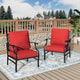 Patio Chairs Set of 2, High Back Outdoor Patio Metal Leg Chairs with 5.75" Thick Cushions for Bistro Balcony Porch Deck and Yard, Red