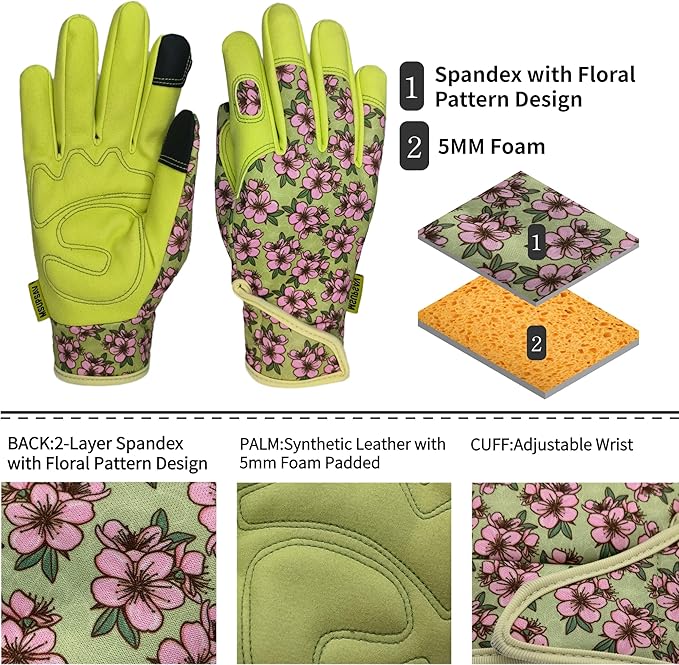 Thorn Proof&Puncture Resistant Gardening Gloves with Grip,Garden Glove for Women, Leather Yard Work Gifts