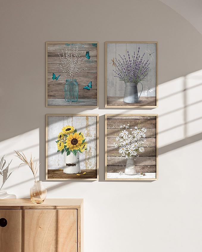 HAUS AND HUES Farmhouse Bouquets Set of 4-16x20