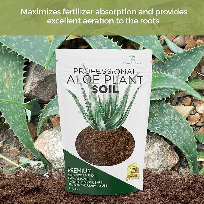 Professional Aloe Plant Soil | Premium All Purpose Blend | Large 2.2 Quarts | Ready to Use for Aloe, Cactus, Succulent Plants | Pinebark, Peat, Course Sand | Made in USA