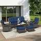 7 Piece Outdoor Wicker Patio Furniture Set, Outdoor Swivel Rocker Patio Chairs Set with Thickened Olefin Cushions, High Back and Deep Seating, Hand-Woven PE Rattan for Porch, Deck