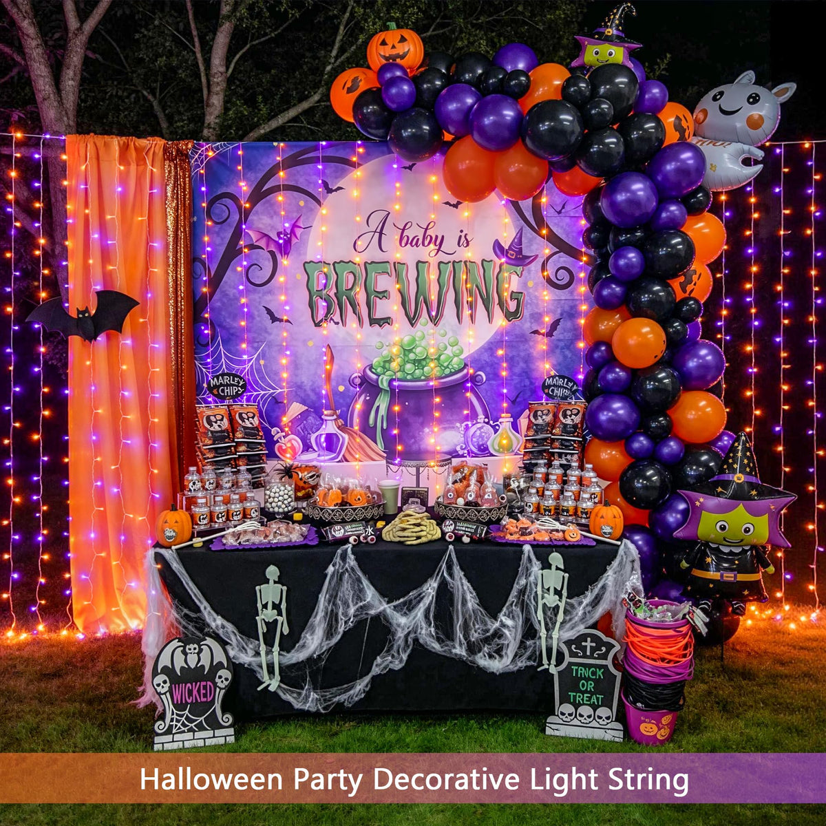 JMEXSUSS 200 LED USB Plug in Orange and Purple Halloween Lights