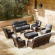 HILLGA Luxury Patio Furniture Set with 6-inch Thick Cushion, Outdoor Couch and High Back Swivel Rocker Patio Chairs, 11PCS Wicker Conversation Set for Deck Yard and Poolside, Dark Grey (V2)