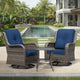Joyside 3 Piece Wicker Patio Furniture Set, Outdoor Swivel Rocker Patio Chairs with High Back, Deep Seating, Wide Armrest, Thickened Cushions, Outdoor Furniture for Deck, Porch Use
