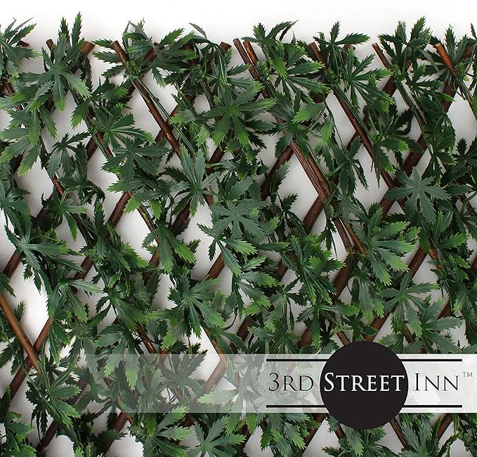 3rd Street Inn™ Leaf Trellis - Bamboo Greenery Panel - Boxwood and Ivy Privacy Fence Substitute - DIY Flexible Fencing (1, Cannabis)