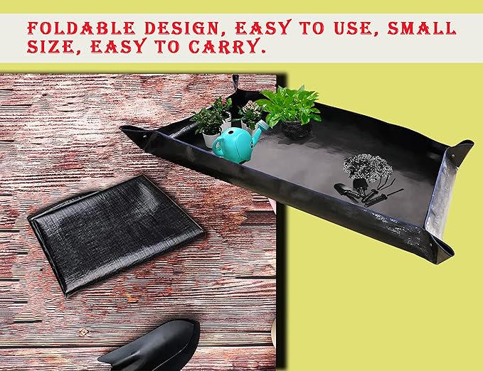 BIUWING 2 PCS Large Repotting Mat for Plant Transplanting and Mess Control, 43" X 29" Thickened Foldable Waterproof Plant Potting Tray, Portable Potting Mat Gardening Tray for House Plants Succulents