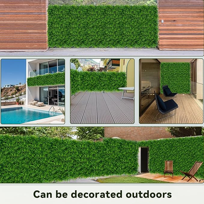 DOPGIB Greenery Faux Grass Wall Backdrop: 20"x20" (16P) UV-Anti Artificial Green Boxwood Panel for Patio Balcony Privacy & Ivy Fence Covering Privacy, Garden, Backyard Wall Backdrop Decor
