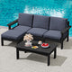SERWALL 5 Piece HDPE Outdoor Sectional Sofa with Ottoman and Table, Black